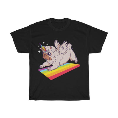 Pug Unicorn Playing - Unisex Heavy Cotton Tee