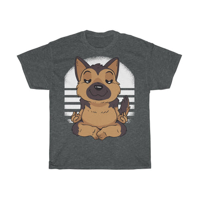 German Shepherd Yoga Puppy - Unisex Heavy Cotton Tee