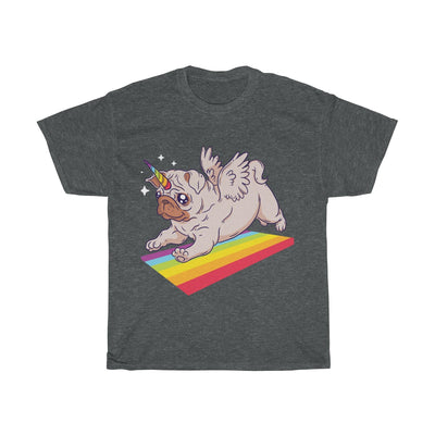 Pug Unicorn Playing - Unisex Heavy Cotton Tee