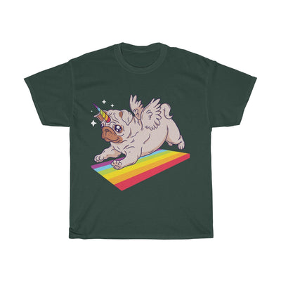 Pug Unicorn Playing - Unisex Heavy Cotton Tee