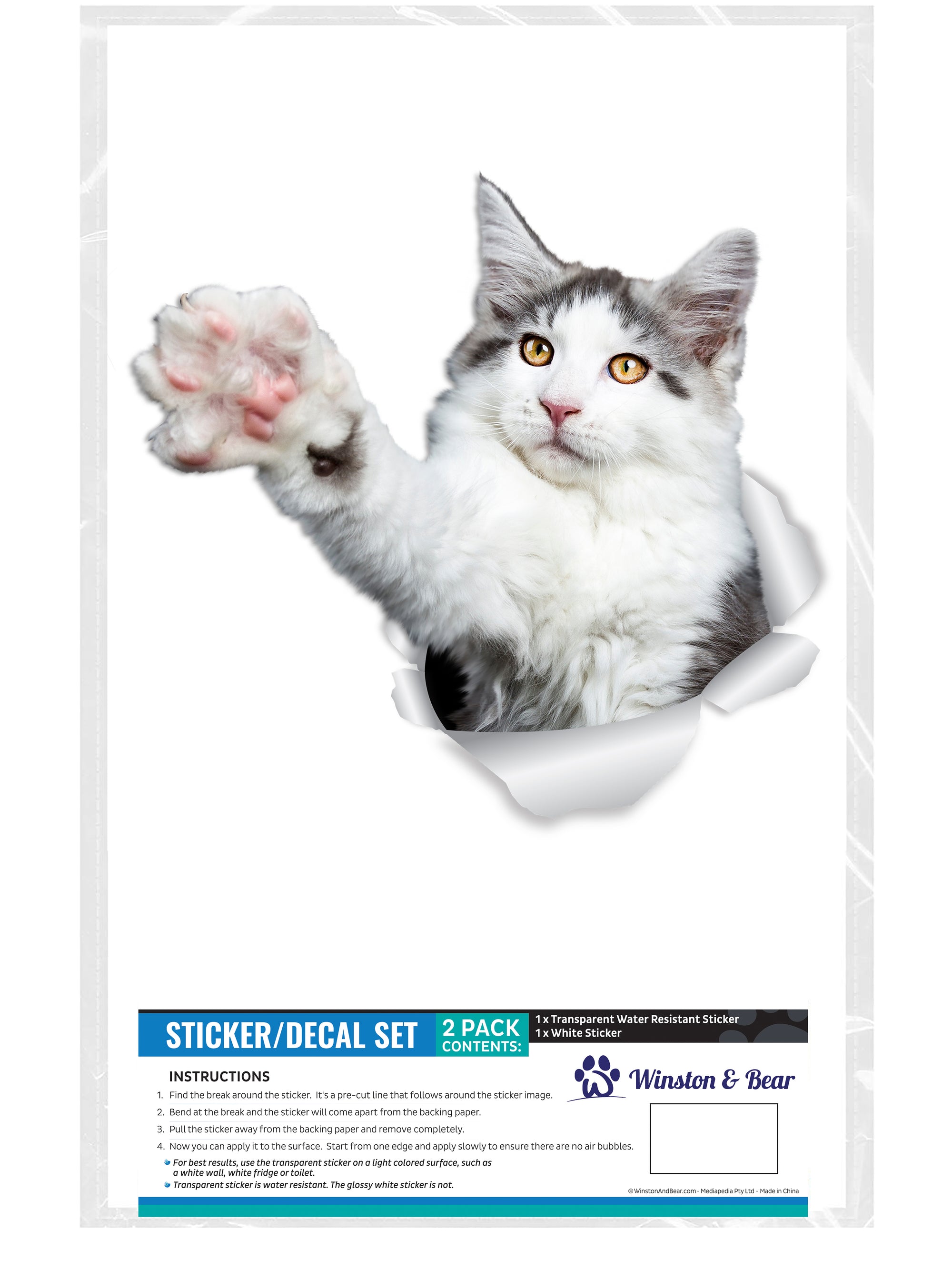 Reaching Maine Coon Cat Decals