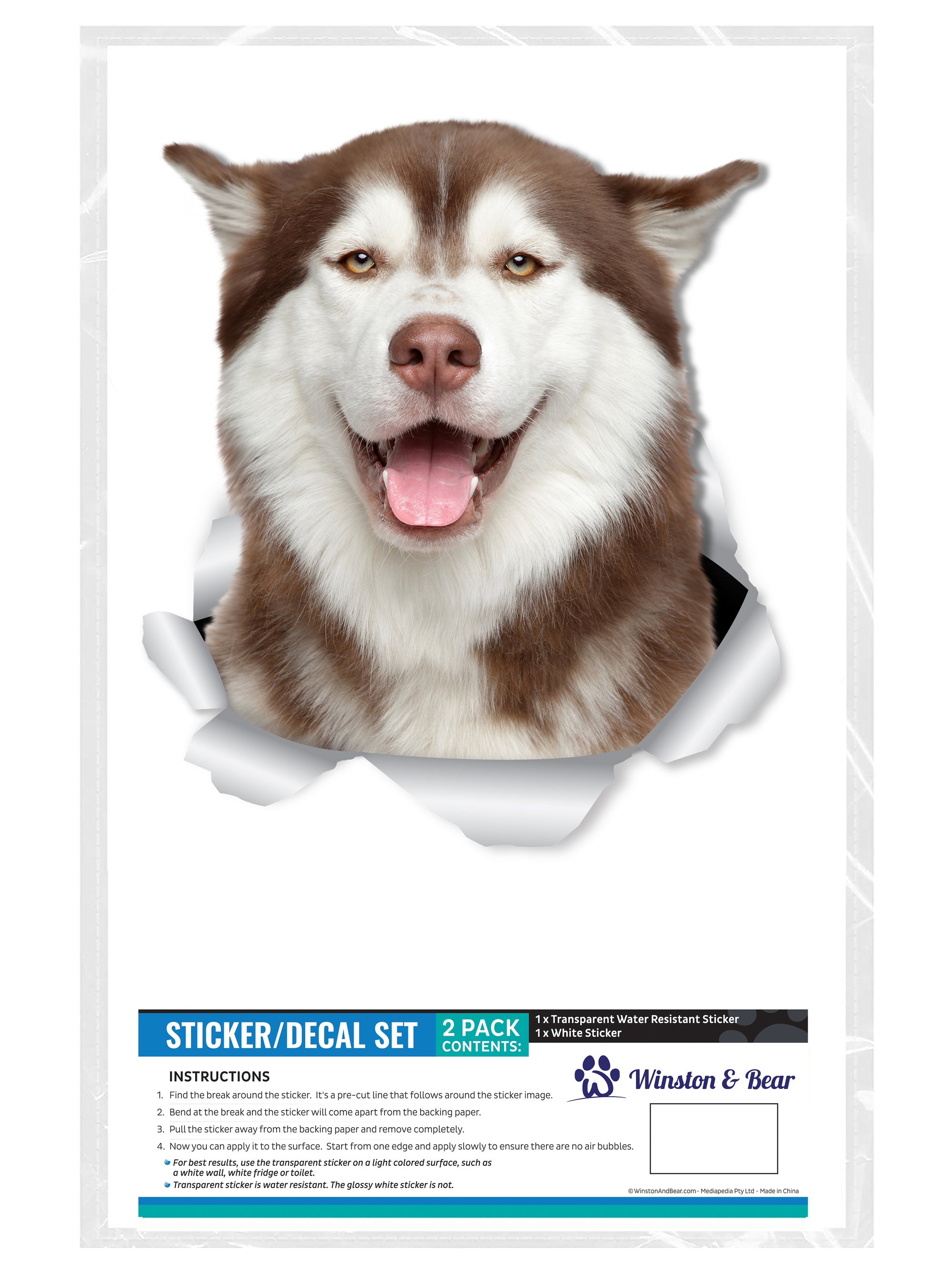 Adesivo Auto Siberian Husky JDM | Decalcomania Bianca 96x88mm Per Auto Laptop