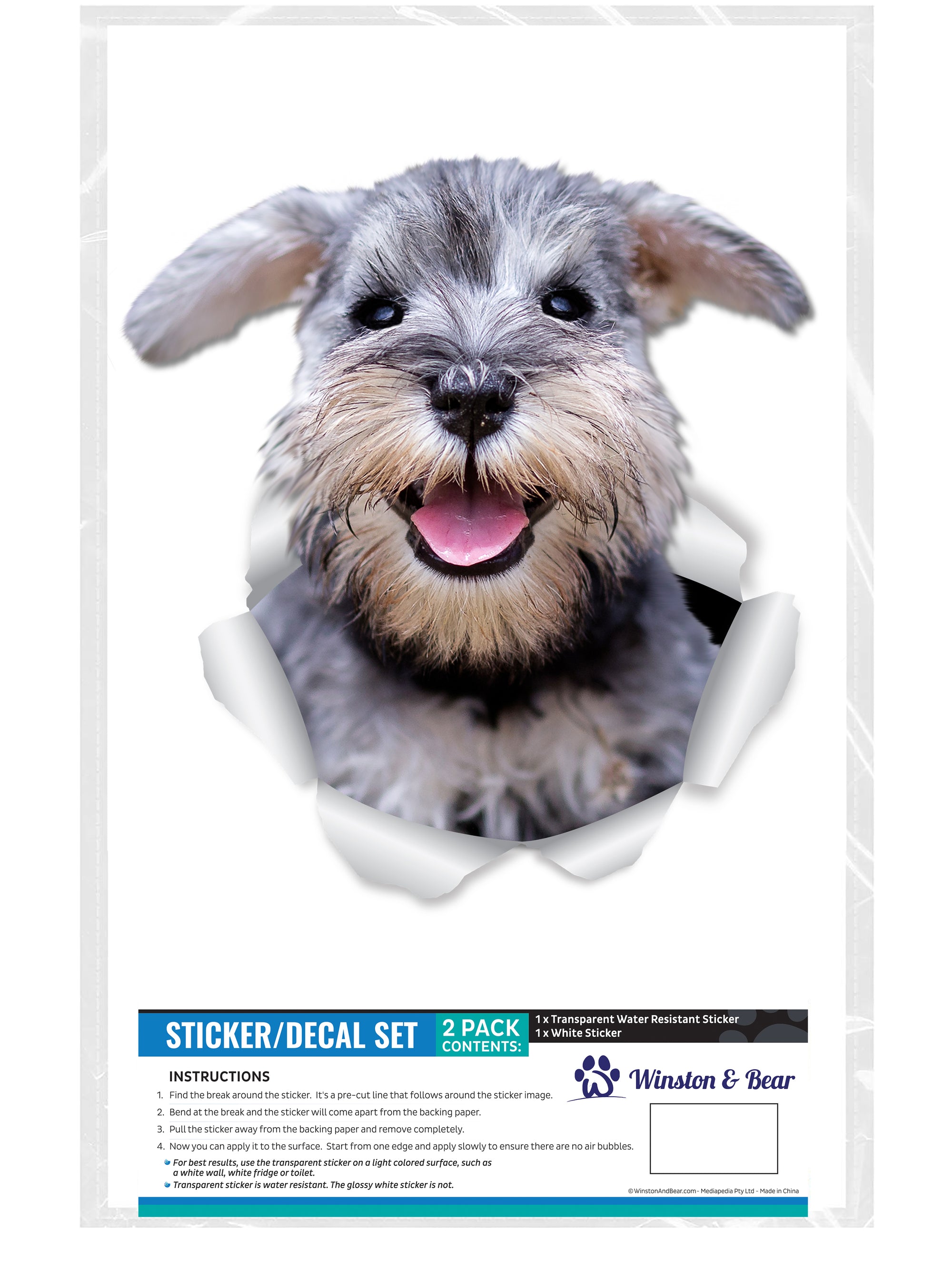 Smiling Schnauzer Decals