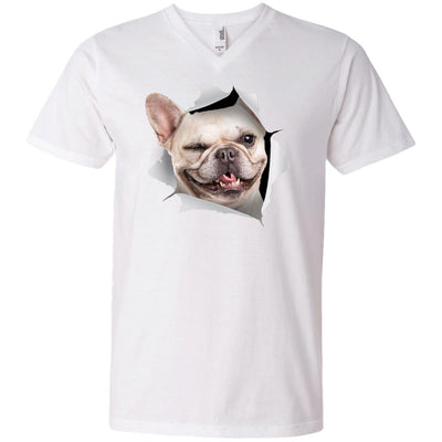 Winking Frenchie Men's Printed V-Neck T-Shirt