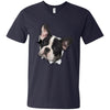 Black & White Frenchie Men's Printed V-Neck T-Shirt