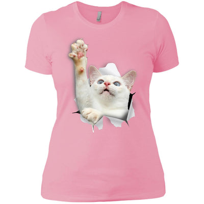 White Cat Reaching Ladies' T-Shirt