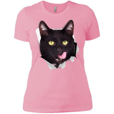 Black Cat Licking Ladies' T-Shirt