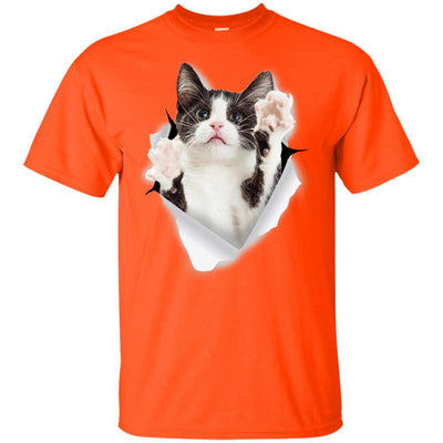 Black & White Reaching Cat Youth Cotton T-Shirt