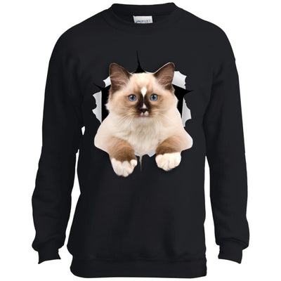 Brown Ragdoll Cat Youth Crewneck Sweatshirt