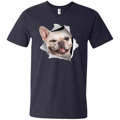 Winking Frenchie Men's Printed V-Neck T-Shirt