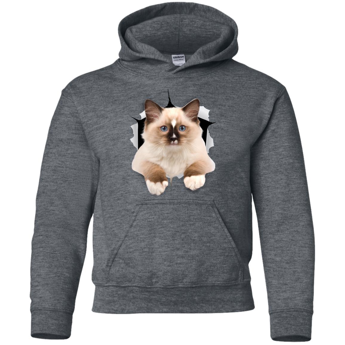 Brown Ragdoll Cat Youth Pullover Hoodie