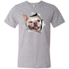 Winking Frenchie Men's Printed V-Neck T-Shirt