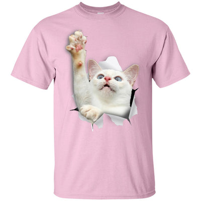 White Cat Reaching Youth Cotton T-Shirt