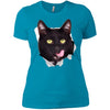 Black Cat Licking Ladies' T-Shirt