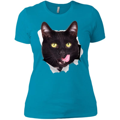 Black Cat Licking Ladies' T-Shirt
