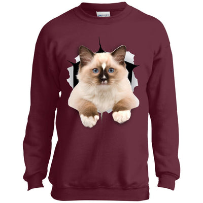 Brown Ragdoll Cat Youth Crewneck Sweatshirt