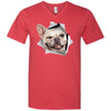 Winking Frenchie Men's Printed V-Neck T-Shirt