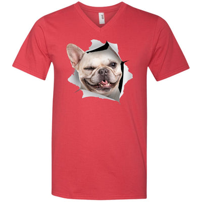 Winking Frenchie Men's Printed V-Neck T-Shirt