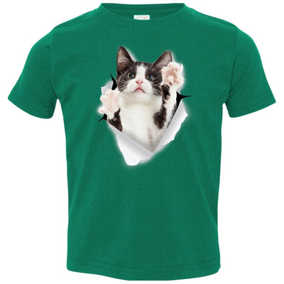 Black & White Reaching Cat Toddler Jersey T-Shirt