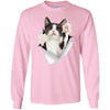 Black & White Reaching Cat Long Sleeve Ultra Cotton T-Shirt