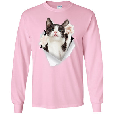 Black & White Reaching Cat Long Sleeve Ultra Cotton T-Shirt