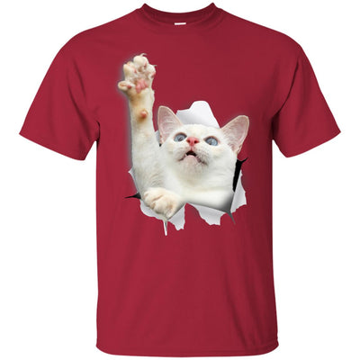 White Cat Reaching Youth Cotton T-Shirt
