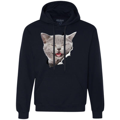 Grey Cat Laughing Heavyweight Pullover Fleece Hoodie