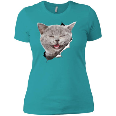 Grey Cat Laughing Ladies' T-Shirt