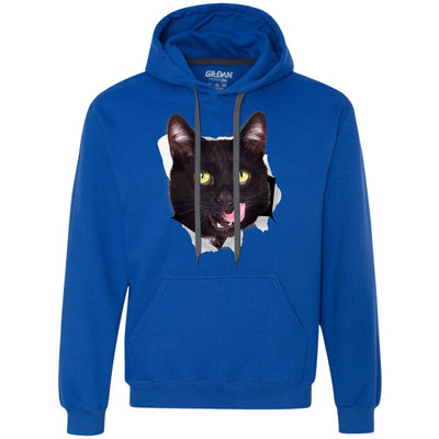 Black Cat Licking Heavyweight Pullover Fleece Hoodie