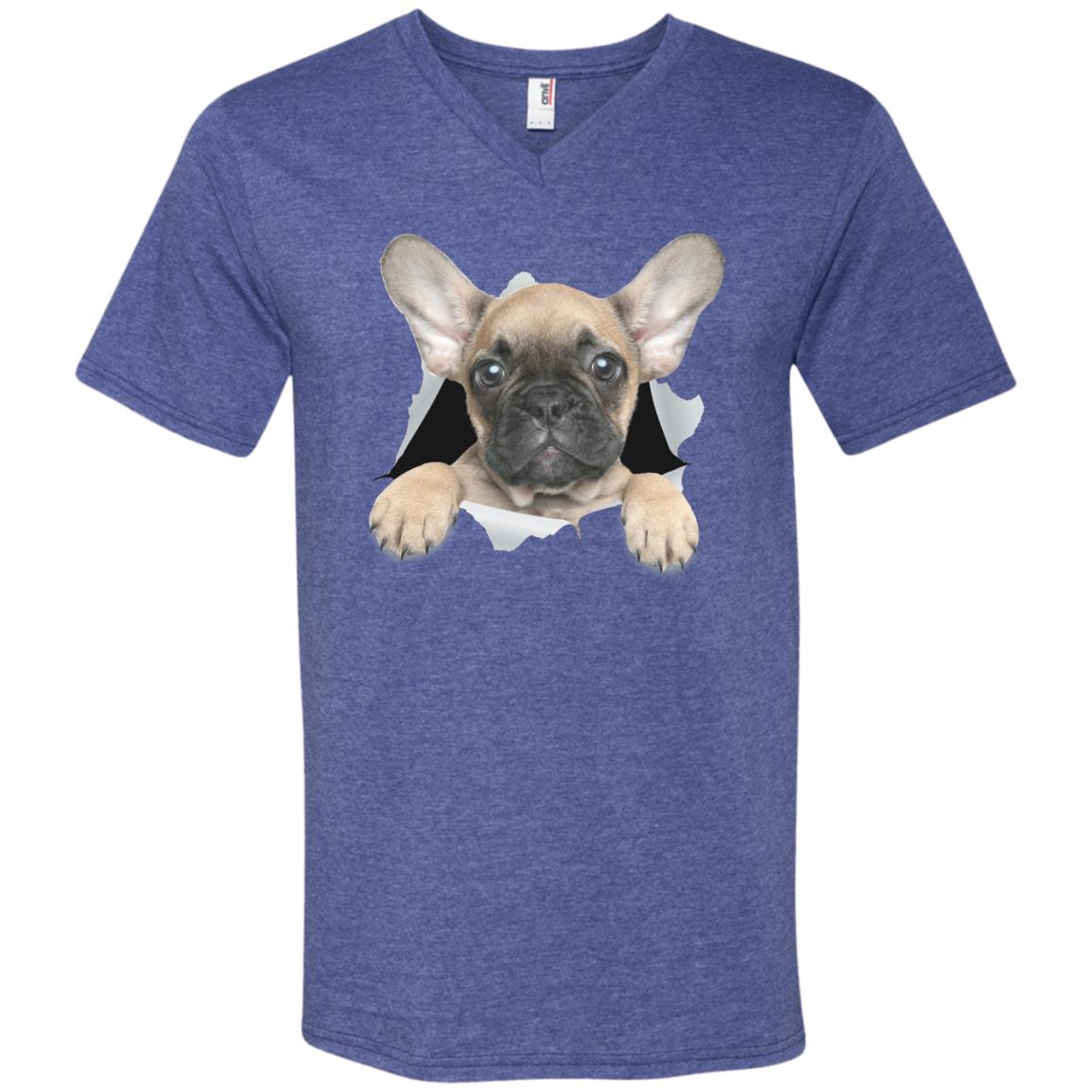 French Bulldog Pup Men's Printed V-Neck T-Shirt