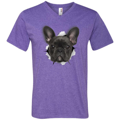 Black Frenchie Men's Printed V-Neck T-Shirt