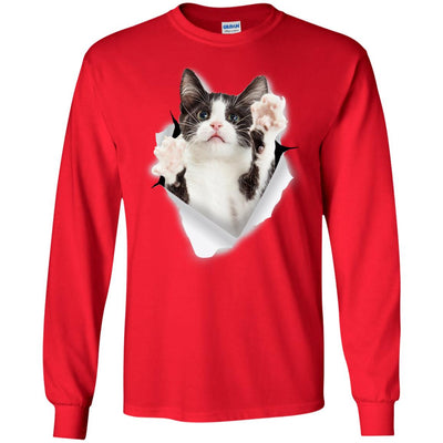 Black & White Reaching Cat Long Sleeve Ultra Cotton T-Shirt