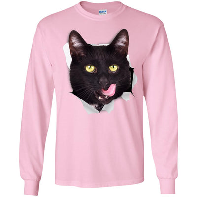Black Cat Licking Long Sleeve Ultra Cotton T-Shirt