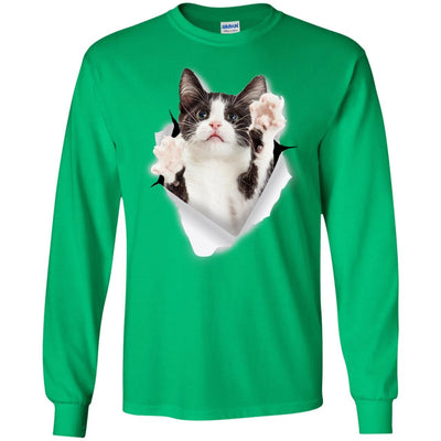 Black & White Reaching Cat Long Sleeve Ultra Cotton T-Shirt