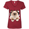 Brown Ragdoll Cat Ladies' V-Neck T-Shirt