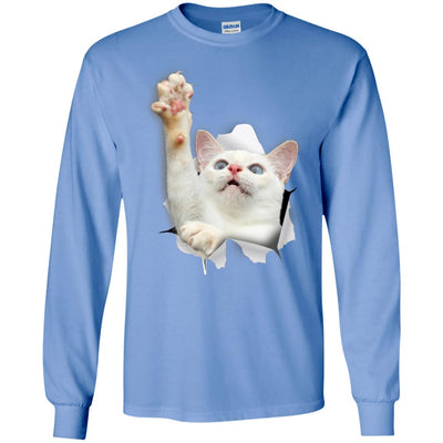 White Cat Reaching Long Sleeve Ultra Cotton T-Shirt
