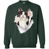 Black & White Reaching Cat Crewneck Pullover Sweatshirt