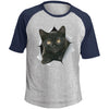 Black Kitten Colorblock Raglan Jersey T-Shirt