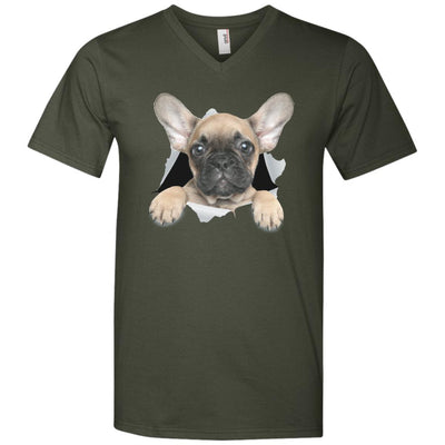 French Bulldog Pup Men's Printed V-Neck T-Shirt