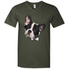 Black & White Frenchie Men's Printed V-Neck T-Shirt