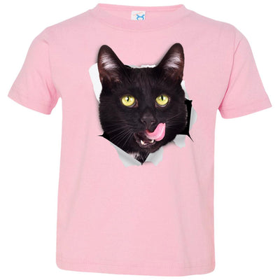Black Cat Licking Toddler Jersey T-Shirt
