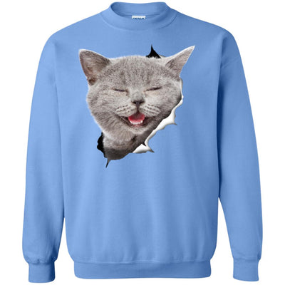 Grey Cat Laughing Crewneck Pullover Sweatshirt
