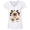 Brown Ragdoll Cat Ladies' V-Neck T-Shirt