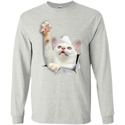 White Cat Reaching Long Sleeve Ultra Cotton T-Shirt