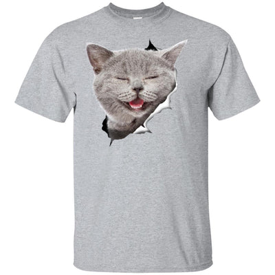 Grey Cat Laughing Youth Cotton T-Shirt