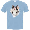 Black & White Reaching Cat Toddler Jersey T-Shirt