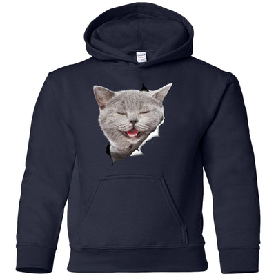 Grey Cat Laughing Youth Pullover Hoodie