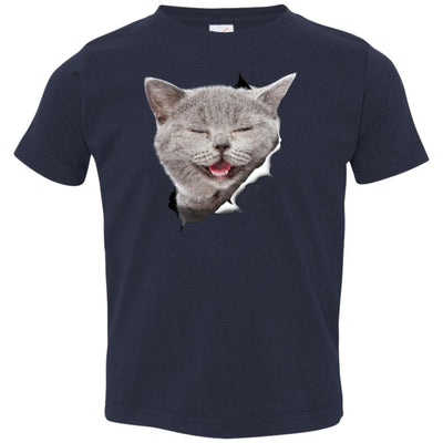 Grey Cat Laughing Toddler Jersey T-Shirt