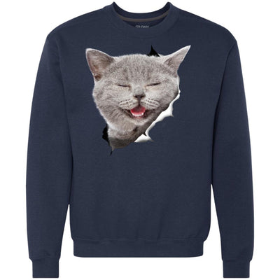 Grey Cat Laughing Heavyweight Crewneck Sweatshirt
