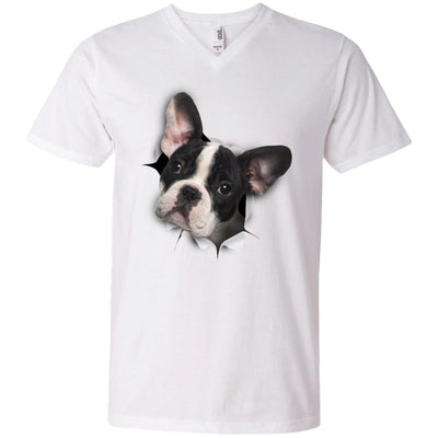 Black & White Frenchie Men's Printed V-Neck T-Shirt